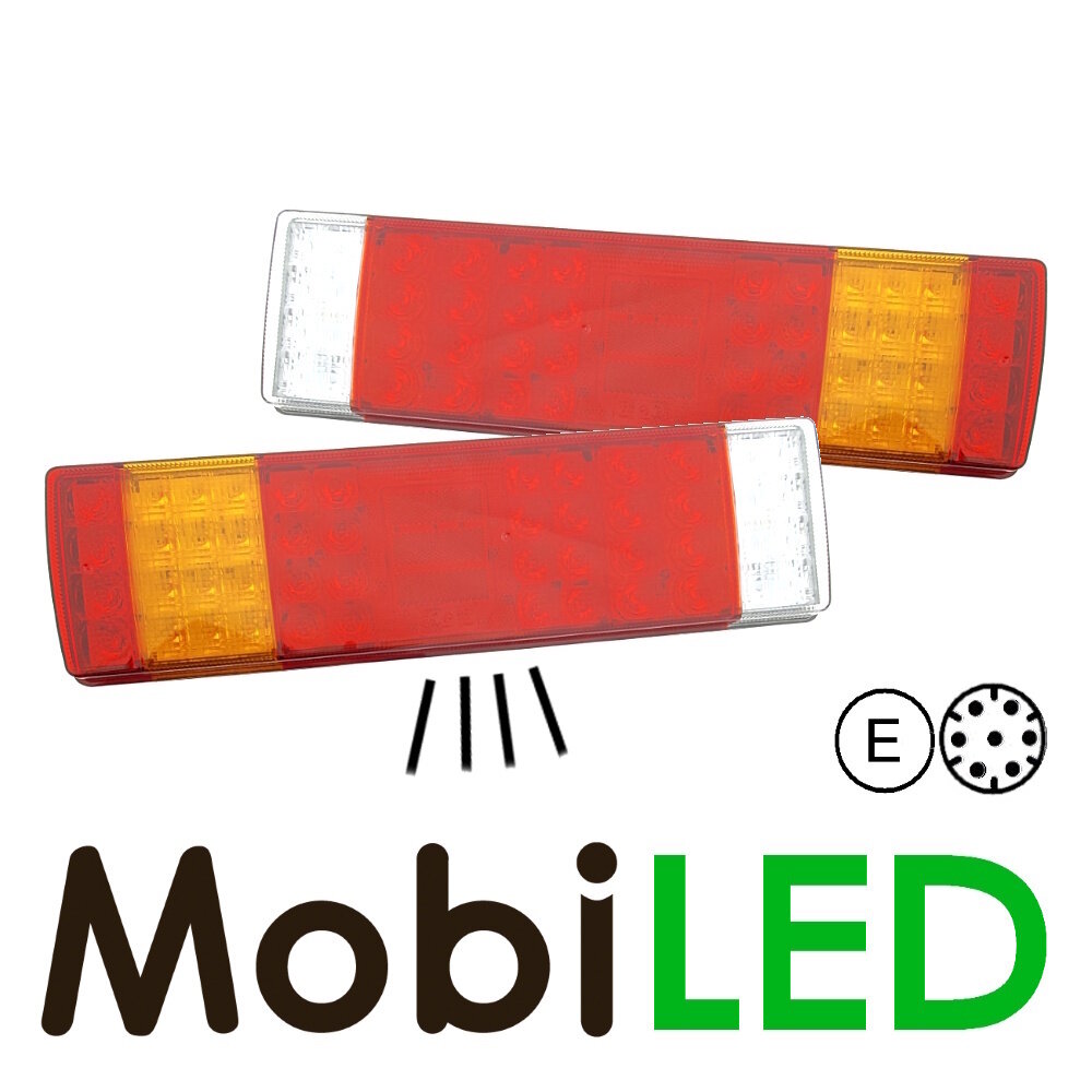 Set achterlichten 5 functies + kentekenverlichting E-keur met 7 pins connector