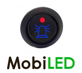 Tuimelschakelaar zwaailamp Blauw LED Rood 20A 14V