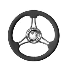 Steering wheel T22RB/35 - Black/SS - Ribbed PU foam covering