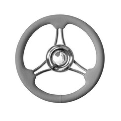 Steering wheel T22RG/35 - Gray/Stainless steel - Ribbed PU foam covering