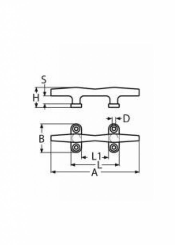 Titan Marine Hollow base cleat - AISI316 - 100 mm