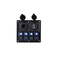 12V/24V LED switch panel with 12V and double USB connection