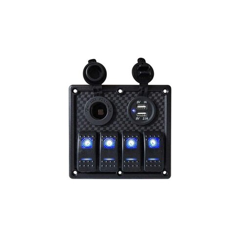 12V/24V LED switch panel with 12V and double USB connection