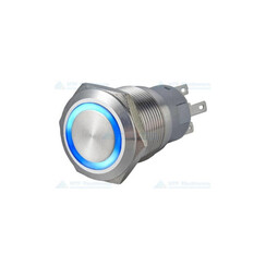RVS led drukschakelaar 12V Blauw on-off