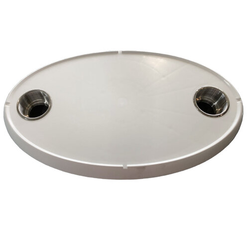 Ovale tafelbladset met twee RVS cupholders incl. poot 68,5 CM