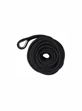 Anchor rope double braided with stainless st. eye 10mm * 15mtr - Black