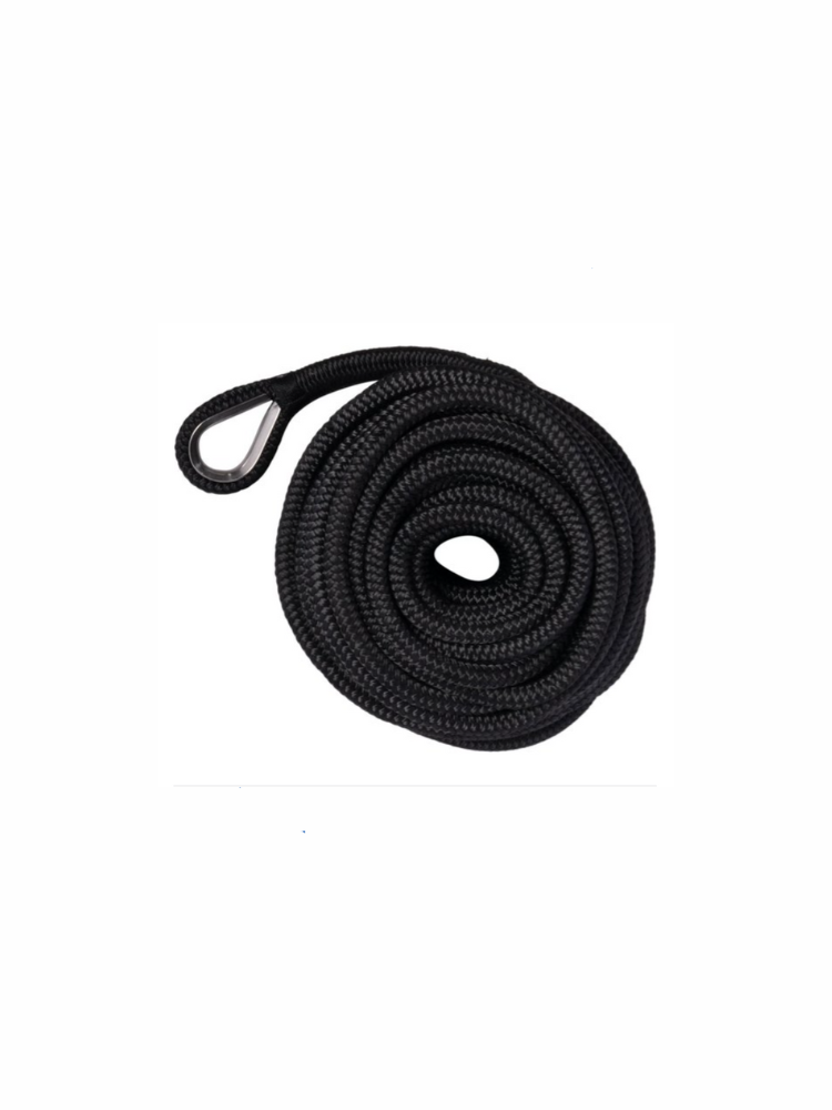 Anchor rope double braided with stainless st. eye 10mm * 30mtr - Black