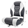 TM High Back Folding Boat Chair White/Charcoal Gray