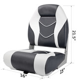 High Back Folding Boat Seat White/Charcoal