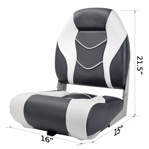 TM High Back Folding Boat Chair White/Charcoal Gray