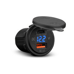 USB 3.0 and PD/Type C socket with digital voltmeter