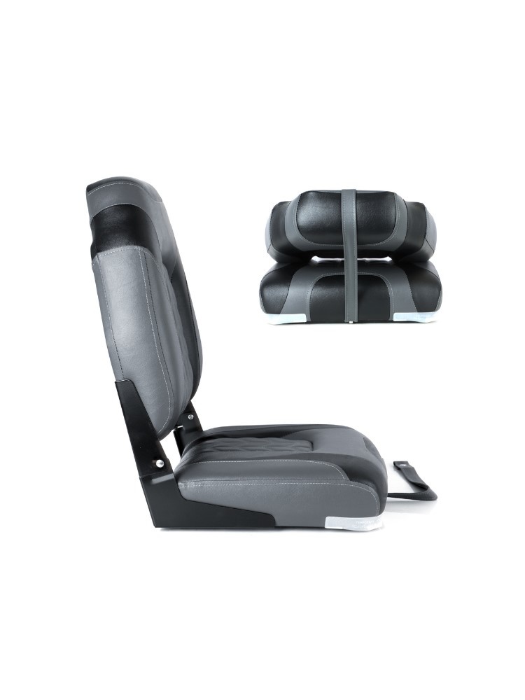 High Back Folding Boat Seat Black/Charcoal