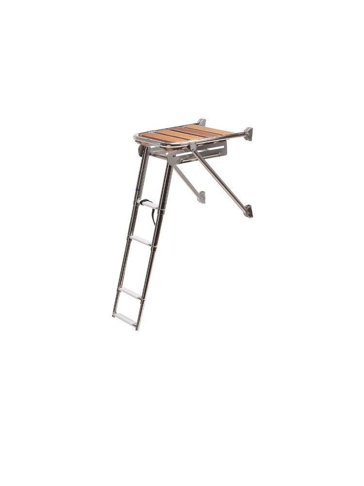 Platform teak met ladder 3 tredes