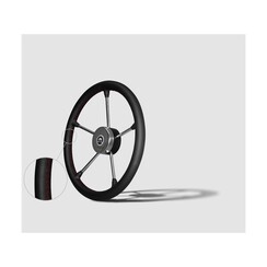 Steering wheel stainless steel black leather 40cm