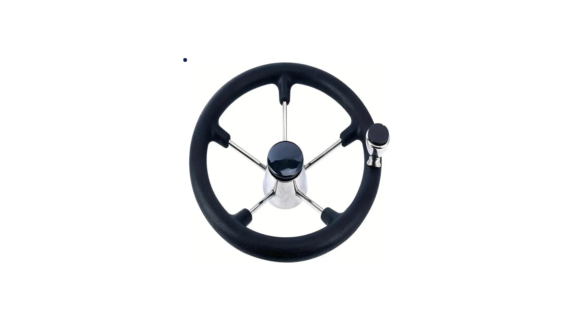 TM Steering Wheel Stainless Steel Black Foam and Knob 40CM