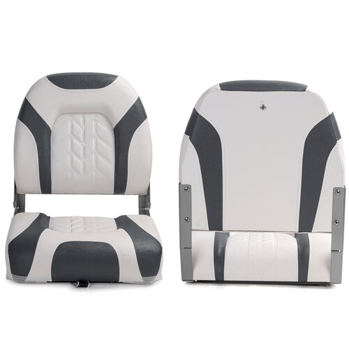 TM Low Back Boat Seat White/Charcoal