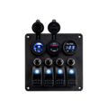 4 Switches Alu paneel met power/dubbel USB C en voltmeter