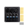 4 Switches Alu paneel met power/dubbel USB C en voltmeter
