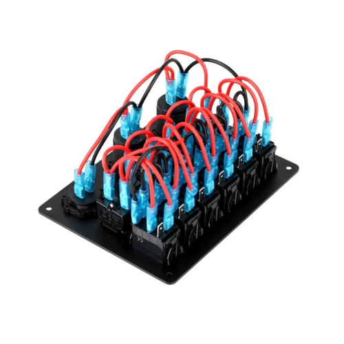 6 voudig Schakelpaneel Incl. power/dubbel USB/Voltmeter