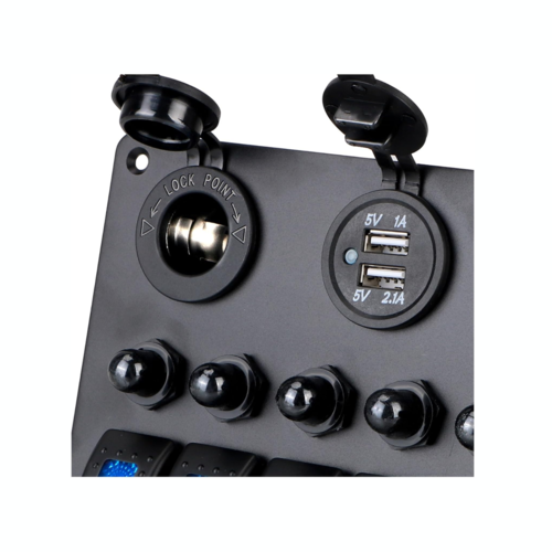 6-way switch panel incl. power/double USB/voltmeter
