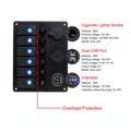 6-way switch panel incl. power/double USB/voltmeter