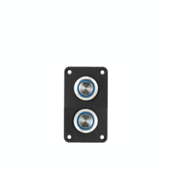 Edelstahl-Drucktastenfeld mit 2 Schaltern, schwarze LED, blaue LED