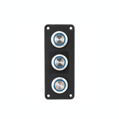 Stainless steel push button panel 3 switches Black LED Blue