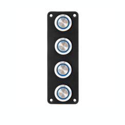 Edelstahl-Druckknopfbedienfeld mit 4 Schaltern, schwarze LED-Beleuchtung, blaue LED-Beleuchtung