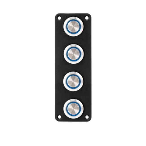 Edelstahl-Druckknopfbedienfeld mit 4 Schaltern, schwarze LED-Beleuchtung, blaue LED-Beleuchtung