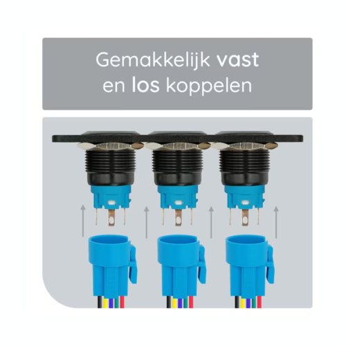 RVS Drukknop paneel 3 schakelaars Zwart LED Blauw