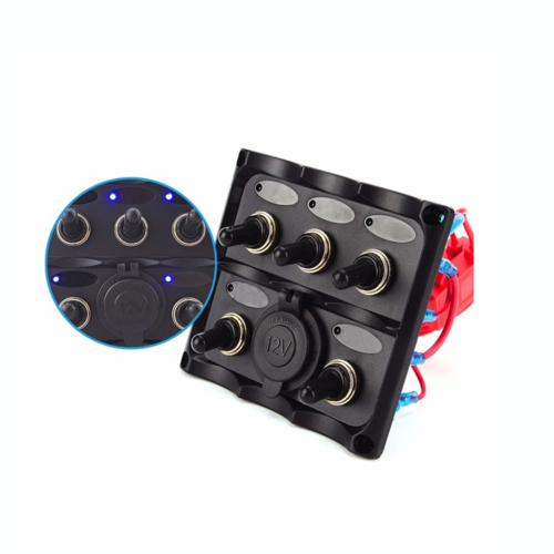 Easterner Switch panel with 5 switches and a 12V/24V socket