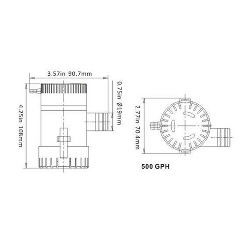 Sea Flo Lenspomp 500 GPH - 12v