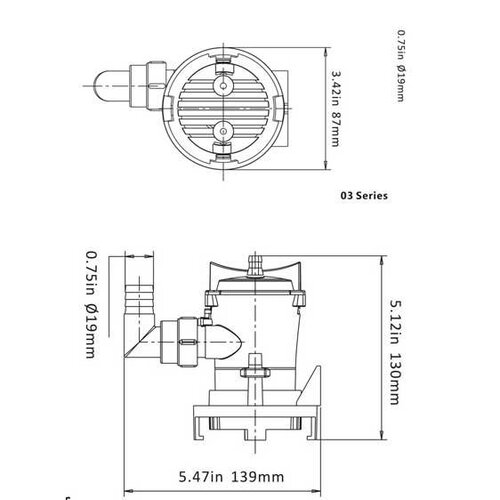 SeaFlow Bilgenpumpe 350 GPH - 12 V