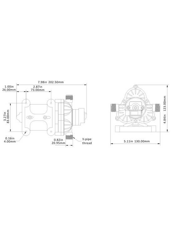 Sea Flo Diaphragm pump - 7,6 l/m - 12v.