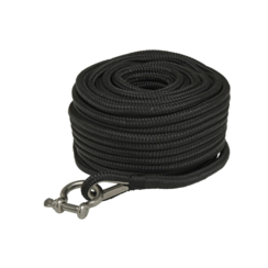 Ankerloodlijn  met RVS oog - Dubbel gevlochten PP 10mm x 30m - Zwart