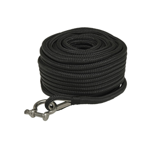 TM Ankerloodlijn  met RVS oog - Dubbel gevlochten PP 10mm x 30m - Zwart