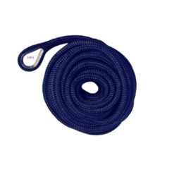 Ankerleine mit Edelstahlauge - Doppelt geflochtenes PP - 10 mm. * 15 m. Marineblau
