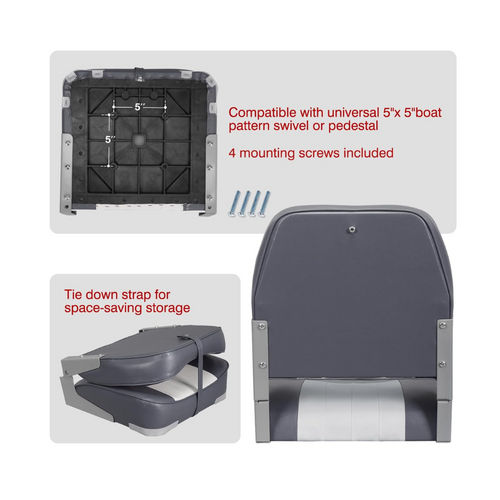 TM Low Back Boat Seat White/Grey