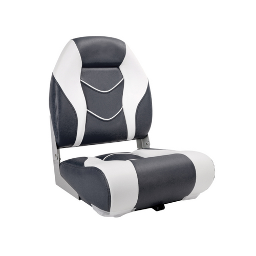 TM High Back Folding Boat Chair White/Charcoal Gray
