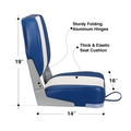 TM Low Back Boat Seat White/Navy Blue