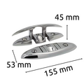 TM Foldable stainless steel cleat - 155 x 53 mm - Deck mounting