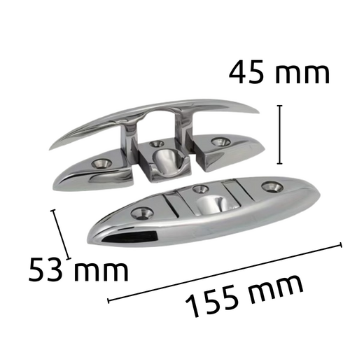 TM Foldable stainless steel cleat - 155 x 53 mm - Deck mounting