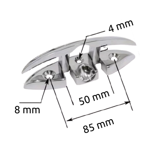 TM Foldable stainless steel cleat - 155 x 53 mm - Deck mounting