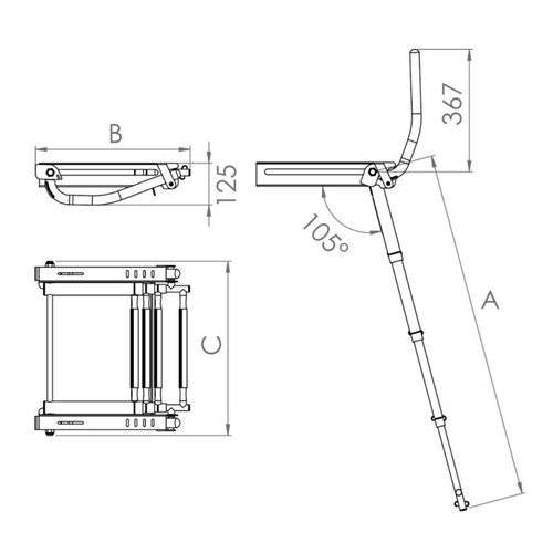 Platform step with 3 steps - Standing railing