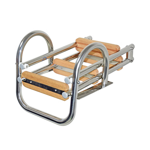 TM Badeleiter mit Handlauf, 3 Stufen, Teakholz