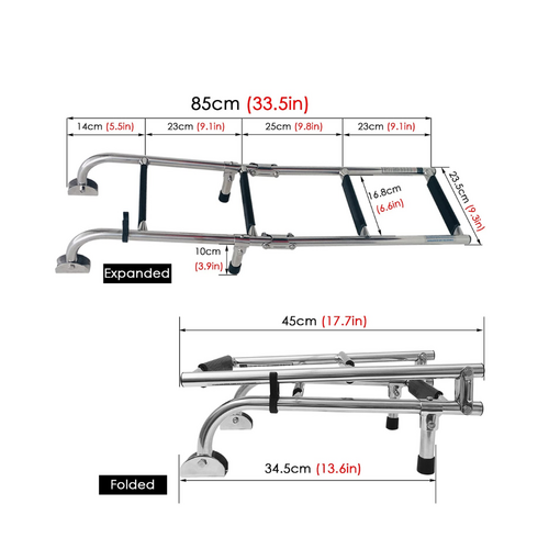 TM RVS zwemladder - Inklapbaar - 4 treden -