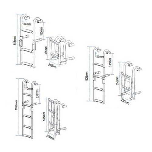 TM Stainless steel arched staircase with 4 steps - Foldable