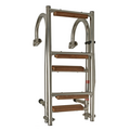 TM Folding stainless steel swimming ladder with 5 teak steps