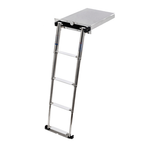 Stainless steel telescopic box ladder - 3 or 4 steps