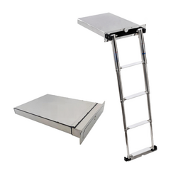 Stainless steel telescopic box ladder - 4 steps